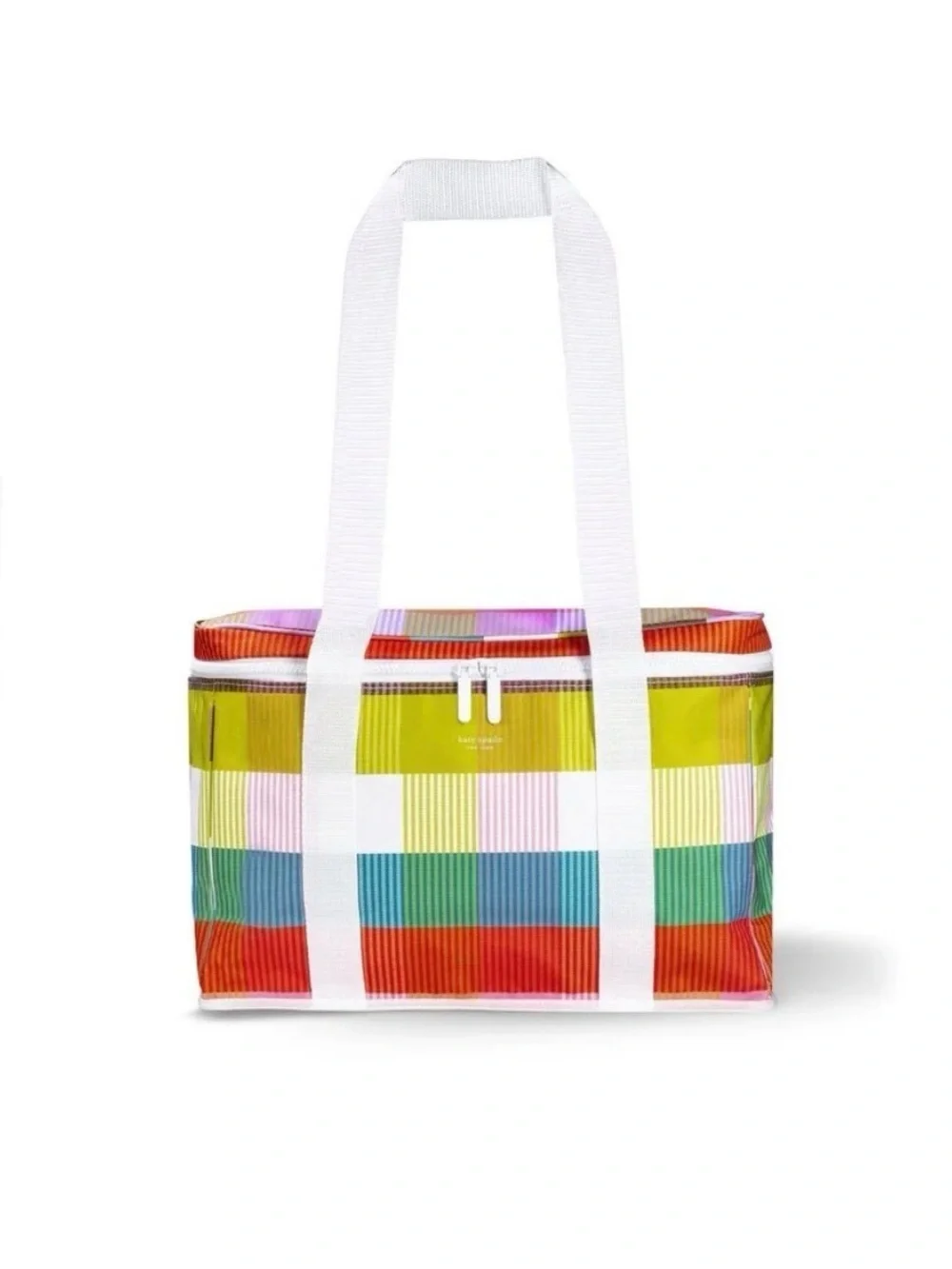 kate spade Multicolor Striped Insulated Tote with White Handles